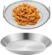 Oil Drainer Tray - Stainless Steel Frying Net for Oil Filter Plate with Two Handles | Fried Chicken and French Fries Rack Accessories for Hot Air Fryers for BBQ and Cooking