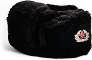 [Mega_JumbleSale] Mens Black Russian Trapper Winter Warm Hat Cap with Soviet Badge Unisex Faux Fur Ushanka Flaps Hat