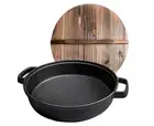 SOGA 31Cm round Cast Iron Pre-Seasoned Deep Baking Pizza Frying Pan Skillet w...