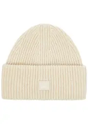 Acne Studios Pansy Ribbed Wool Beanie - Cream One Size
