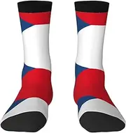 [JEJEA] Flag of the Czech Republic print Socks For Men and Women Men's Moisture Control Crew Socks Gifts For Golf, Hunting, Camping