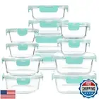 HAKEEMI 12 Pack Glass Storage Containers with Lids, Glass Meal Prep Container