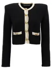 [Alessandra Rich] Alessandra Rich-Alpaca Cropped Cardigan Maglioni Nero-Donna 44IT Black