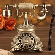 Tikwisdom Telephone Landline, Imitation Brass, Vintage Style, Old Style Rotary Dial Telephone Hotel/Mall/Jewelry Home/Home and Office Resin Phone, Elegant and Tasteful 109