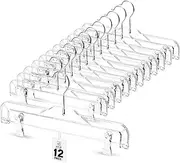 MYLB Premium 12 Pack Clear Plastic Pants Hangers with 2 Adjustable Clips – 360° Rotating Hook, Skirt & Shorts Hangers for Trousers, Jeans, Slacks, Clothes & Wardrobe Storage