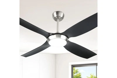 Ceiling Fan 52'' DC Motor Light Remote Control 5 Wind Speeds LED Light (Black)