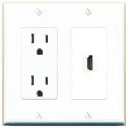 1 Port HD 2.0 Wall Plate w-Power Outlet White