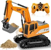 Daioller RC Excavator for Children 3-5 Years Old - Excavator Toy, Remote Controlled Excavator Hydraulic Toy for Boys 4-7, Construction Truck with 60+ Minutes Playtime/Sound/Light