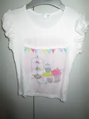 Girls Pumpkin Patch tee with cute tea party print Size 4