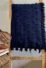 Hand Loom Cotton Throw Blanket Navy Wool Loops Throw Blanket Cotton Sofa Throw