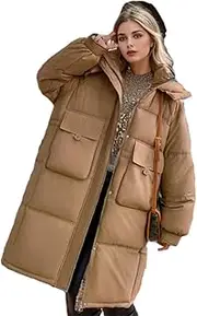[Generic] Women's Parkas Coat solid Color Hooded Thicken Warm Long Cotton Jacket Waist Drawstring Jacket
