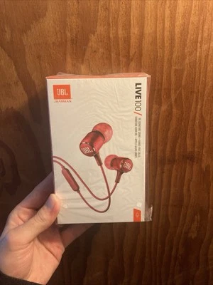 Brand New JBL LIVE 100 Wired Headphones (Red)