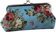 Yardenfun Sturdy Canvas Coin Purse Large Pouch Wallet Zip Lock for Bills Coins Cards Bright Flower Prints