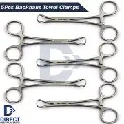 5 Pieces Backhaus Towel Clamp 13.5cm Grasp Tissue Surgical Locking Forceps Vet