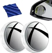 2 Pack Suction Cup Car Convex Blind Spot Mirror, Side Mirror Blindspot, 2" Round Hd Glass Frameless Convex Rear View Mirror, Car Blind Spot Mirror 360 Rotation Adjustable (White)