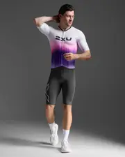 Light Speed React Sleeved Trisuit, 2XU, XS, White/Turbulence, Male