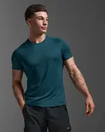 Aero Tee, 2XU, XS, Dark Moss/Silver Reflective, Male