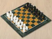 18'' green Marble Chess Table Top Pietra Dura Inlay Children Game Kids c2