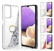 For Samsung Galaxy A32 5G - Liquid Glitter Cover Case w/Ring Holder Stand