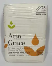 Attn Grace Pads Ultimate Absorbency Incontinence Extra Long 28 Count New