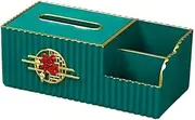 Tissue Box Cover Rectangular Tissue Box Holder Multi-Function Remote Control Organiser Chinese Desktop Tissue Box Facial Tissue Dispenser for Home Living Room Tissue Box Holder(Green)