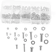 Zerodeko 320pc Assortment of Cross Round Head Bolts Machine Screws Nuts Washers Carbon Steel Easy Install for Construction Automotive