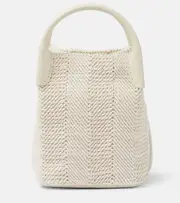 [Loro Piana] Loro Piana Bale Micro leather-trimmed bucket bag One Size white
