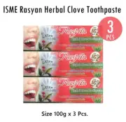 3X 100g ISME Rasyan Herbal Clove Toothpaste Aloe Vera Guava Leaf Anti-cavity Sen
