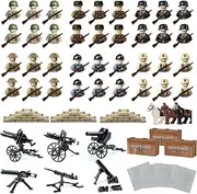 UOGLOE 190 PCS WW2 Army Men Figures Sets | World War 2 Military Figures Pack | WW1 Soldier Building Set with Weapons and Baseplate