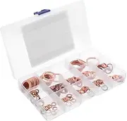 CHICAMPERA 150pcs Copper Washer Assortment Kit Flat Ring Seal Gasket Set for Oil Sealing Metric to High Sealing Performance Efficient Heat Dissipation Convenient Storage