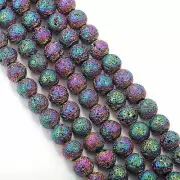 Rainbow Coated Lava Rock Stone Beads 6mm 8mm 10mm 15.5" Strand