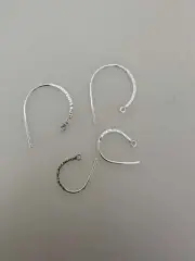 925 Sterling Silver Sparkle Clef Ear Wire | Textured Flat Ear Wire | 18Gauge | A