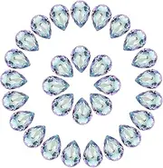 uxcell 48 Pcs 3D Teardrop Rhinestones Diamond Nail Charm Crystal Pointback K9 Glass Rhinestones Crystal Gems for Jewelry Making, Craft, 10x14mm, AB Dark Blue