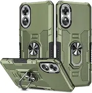 Phone Fashion Compatible with Oppo A17 Case with Rotatable Ring Stand Case,Heavy Duty Shockproof Bumper Cover Hard PC Anti-Fall Shell Case Compatible with Oppo A17 Phone Case(Green)