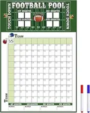 Large Football Pool Poster 16.2 X 23.6 Inch, Squares 100 Grids Score Record Poster Football Party Supplies, Super Bowl Party Decorations 2025 (Green)
