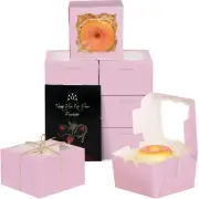 Qiqee Lavender Bakery Boxes with Window 55Pcs 4X4X2.5 Mini Cookie Boxes Macaron