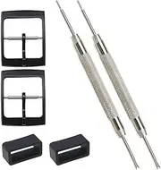 ECSiNG 2 Sets Watch Strap Buckle and Watch Band Loop Kits with Spring Bar Tools Compatible with Swatch Watch Band Replacement Parts 16mm Internal Width Black