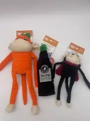 ZippyPaws 3-Pack Halloween Lot CRINKLE MONKEYs Plush Dog FREE SHIPPING-
