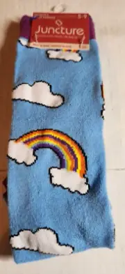 Rainbow & Clouds Juncture Fashion Knee High Socks Woman's 5-9 New