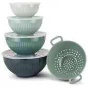 5-Piece Nested Melamine Mixing Bowl Set with Lids - 7 to 11 inches