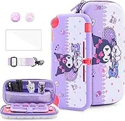 HYPERCASE Cute Switch Lite Carrying Case of Purple Bunny, with Soft Switch Lite Protective Cover, Screen Protector, Shoulder Strap & 2 Thumb Grips