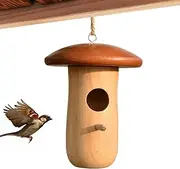 Hummingbird Nest | Hangable Bird House,Wooden Mushroom Cottage Animal Shelter Garden Hut for Outdoor Yard Tree Balcony Patio Courtyard