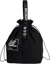 Reusable Lunch Bag,Large Insulated Lunch Bag Waterproof Insulation Cooler Tote with Handle and Drawstring Closure for Women Work Picnic or Travel (Black)