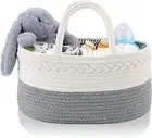 Baby Diaper Caddy Organizer ,Rope Woven Nursery Storage Basket with Adjustable