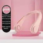 2PCS Pink Leafless Hanging Neck Fan - Rechargeable Portable Hands-Free Cooling F