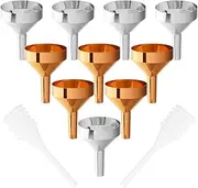 BELLIFFY 12pcs Mini Metal Funnels with Droppers Durable Tiny Funnels for Efficient Liquid Transfer Into Small Bottles for Essential Oils Perfume and Spice Powder Use