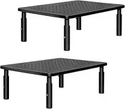 Monitor Stand 2 Packs - Height Adjustable Ergonomic Monitor Riser with Vented Metal Platform for Computer, Laptop, iMac, PC, Printer (Black)