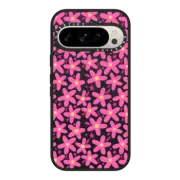 Google Pixel 9 Pro Impact Magnetic Case Transparent Pink Flowers Floral Pattern