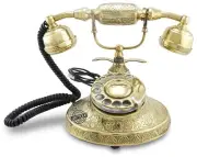 Antique Style Brass Rotary Dial Telephone Vintage Phone Home Decor Collectibles