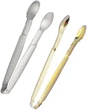 BESTOYARD 2pcs Gold Plated Stainless Steel Sugar Tongs Ice Tongs Food Clips for Tea Parties Home Use Weddings Cafes for Sugar Cubes Ice Desserts and Appetizers